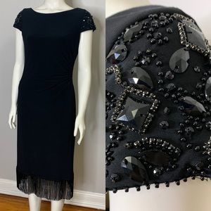 ❌DONATED❌Little black dress with fringe & stretch